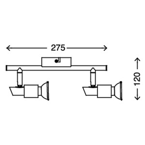 Disegno tecnico: Briloner LED-Spot One a 2 luci, 275x120mm, faretto orientabile.