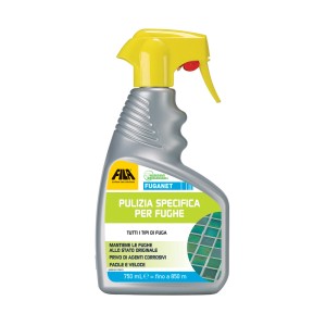 Detergente per fughe FILA con spruzzino giallo, per la pulizia delle fughe interne.