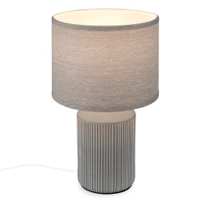 Lampada da tavolo grigia Brilo Ino con base in ceramica e paralume in tessuto, Ø 22 cm.