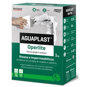 AGUAPLAST Operlite stucco speciale, confezione da 1kg. Grigio, per interni ed esterni.