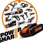 Batteria e caricabatterie Worx 20V/4.0 Ah per utensili PowerShare. Batteria per elettroutensili nera e arancione.