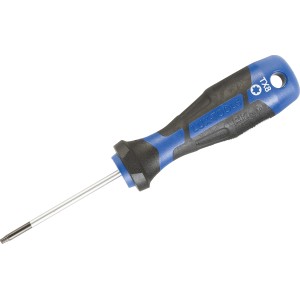 Cacciavite LUX Comfort TX8, cacciavite Torx con manico blu e nero e foro per appenderlo.