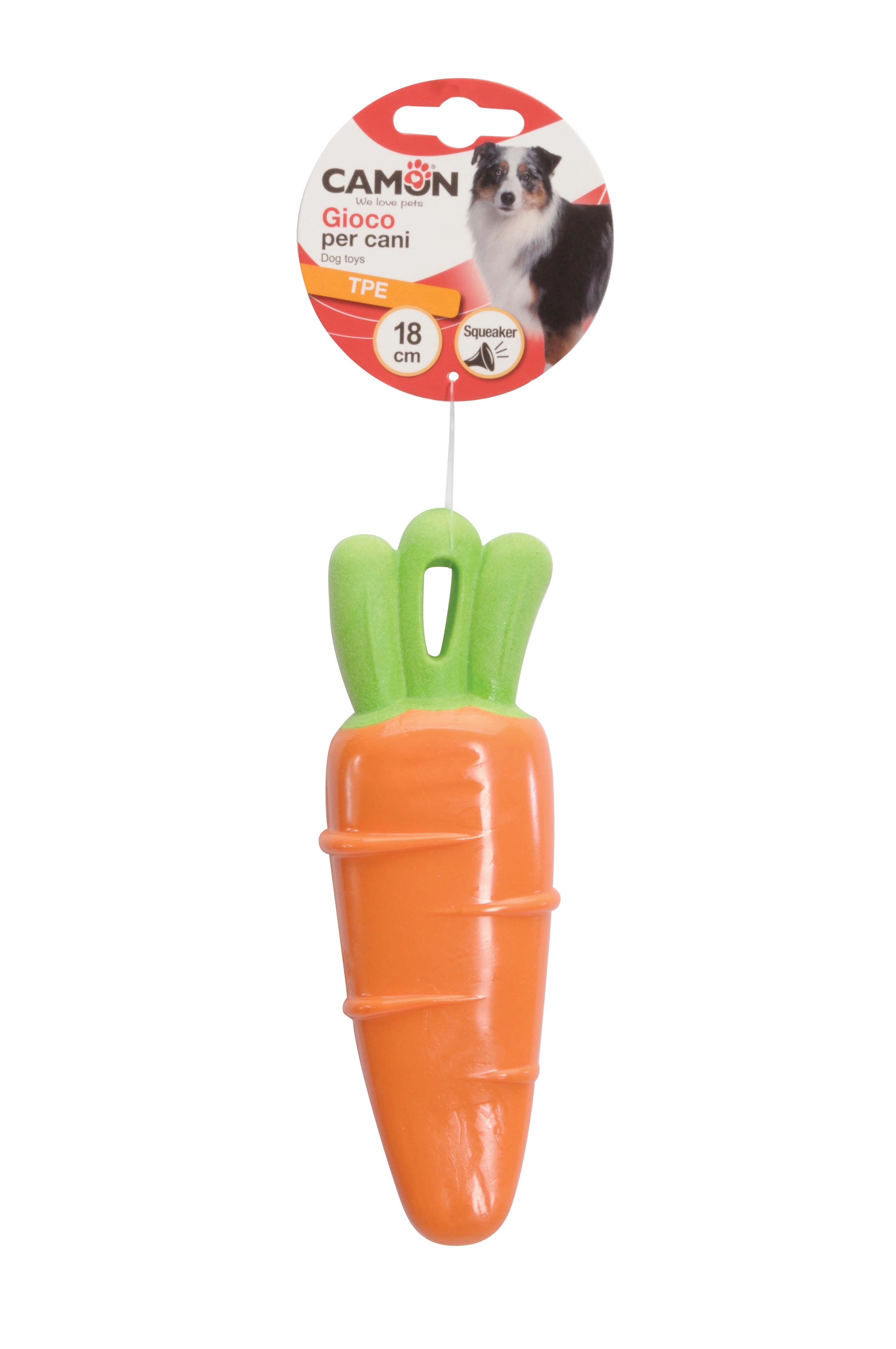 Gioco per cani a forma di carota con squeaker 18 cm