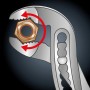 Pinza a pappagallo LUX 250mm stringe dado, frecce rosse indicano rotazione.