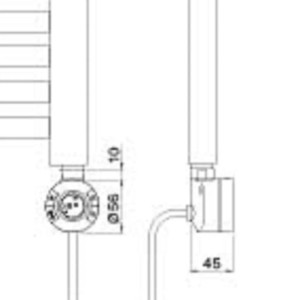 Disegno tecnico di un raccordo per radiatore.