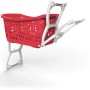 Cesto portabiancheria rosso t.b.t. con telaio bianco per bagno o lavanderia.
