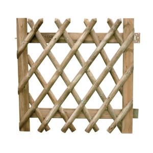 Pannello di recinzione in legno con motivo a rombi per il giardino.