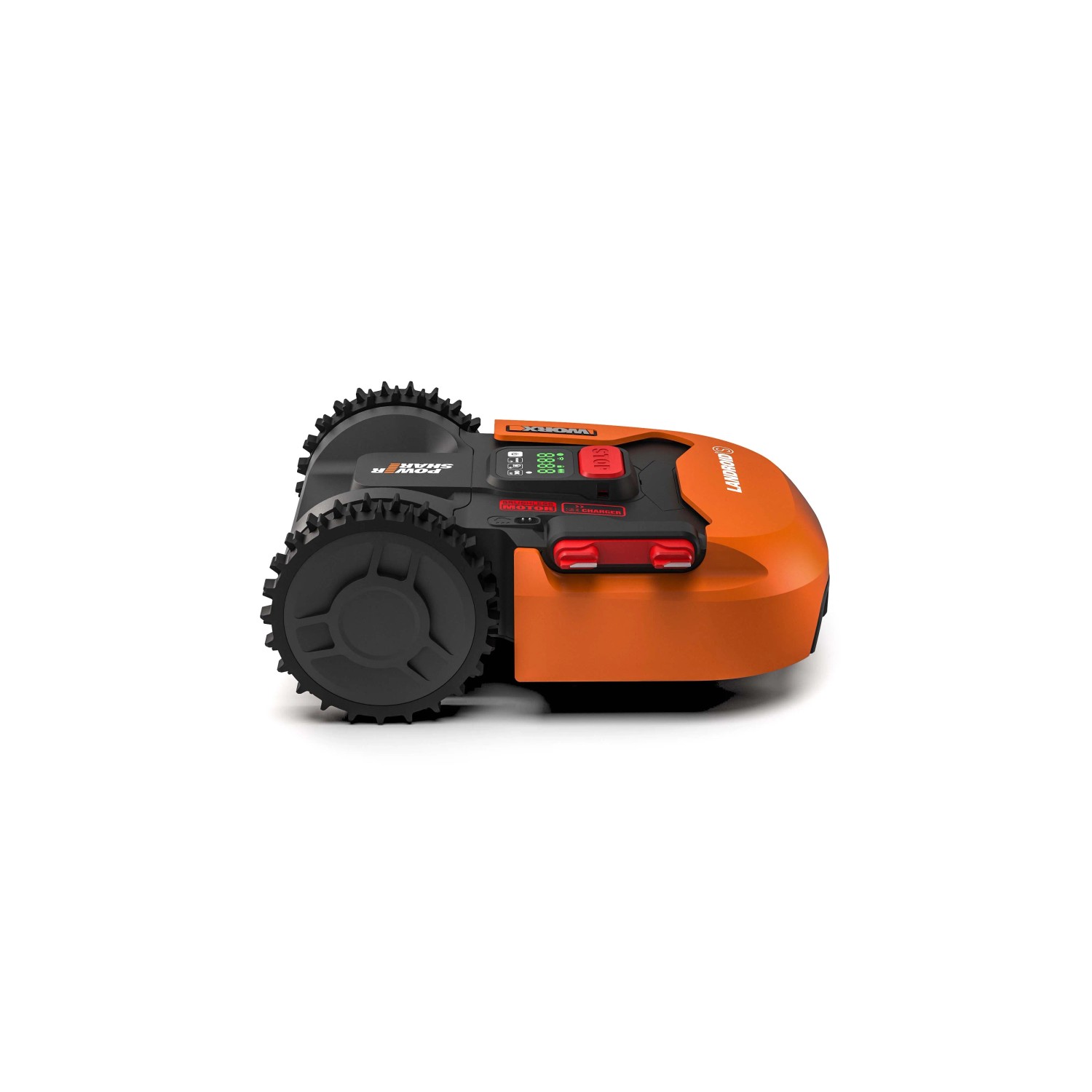 Worx Landroid S300 robot tagliaerba: tosaerba compatto in arancione e nero.