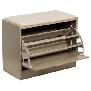 Panca porta scarpe tortora con cuscino beige 80x30x45 cm