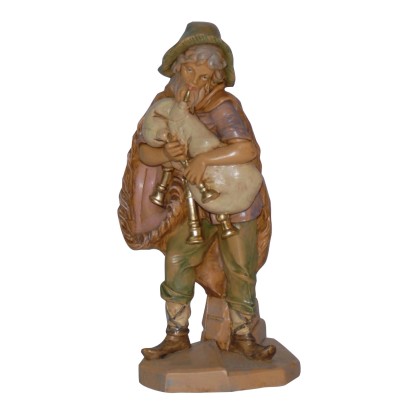 Pastore zampognaro statuina presepe Lux colore legno 16 cm
