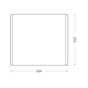 Disegno tecnico di un Lavatoi quadrato con dimensioni.