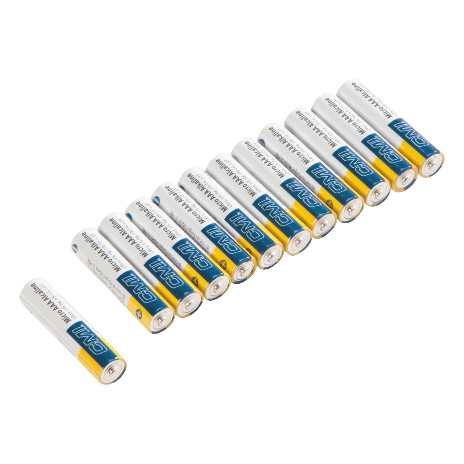 Confezione da 12 batterie CMI AAA, Micro Alcaline, 1.5V, ad es. per telecomandi.