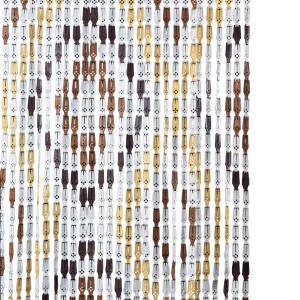 Tenda decorativa per porta con elementi in plastica colorata.