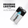 Batteria Energizer Max Plus 9V, batteria alcalina per dispositivi ad alta potenza.