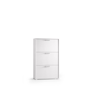 Scarpiera bianca con tre scomparti. Pratico mobile per scarpe.