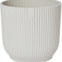 Vaso per fiori Elho Vibes Fold, Ø 14 cm, bianco seta, design a coste, ideale per piante da interno.