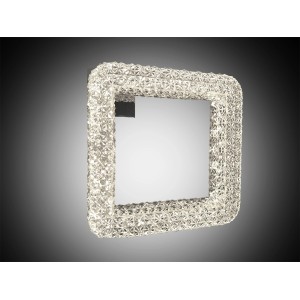 Applique LED quadrata con bordo decorativo effetto cristallo.