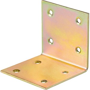 Angolare a squadra zincato giallo 60x60x60 mm con fori per costruzioni in legno.