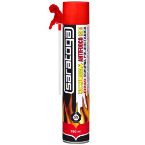 Bomboletta rossa di schiuma ignifuga Saratoga, 750ml, per applicazioni di sigillanti e siliconi.