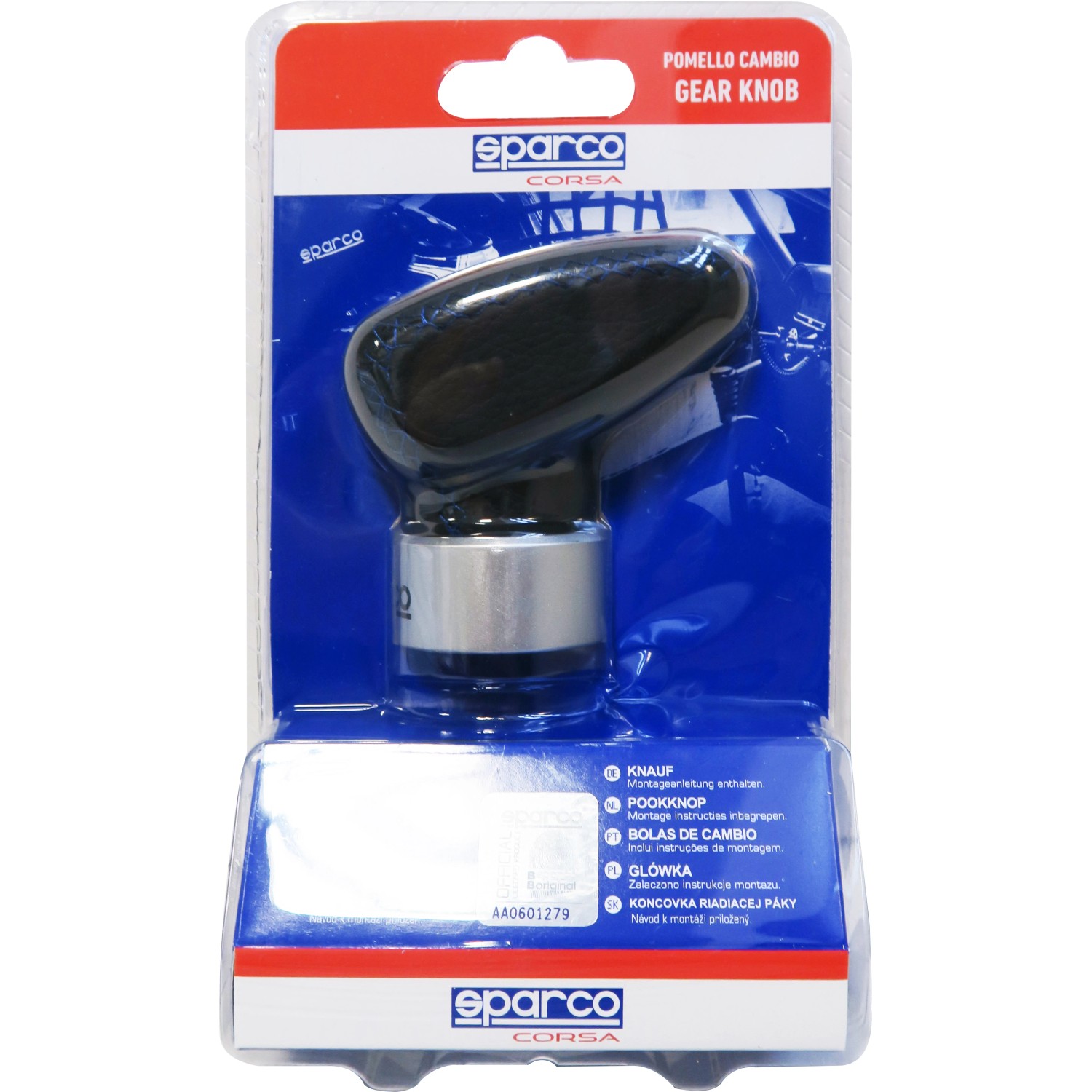 Pomello del cambio nero Sparco per interni auto. Accessorio auto.