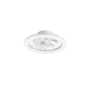 Plafoniera LED t.b.t. bianca con ventilatore integrato.