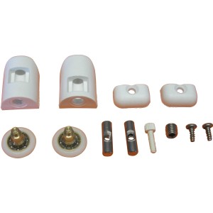 Set accessori doccia t.b.t.: rulli, fermi, viti e altro.