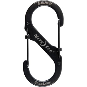 Moschettone doppio nero Nite Ize S-Biner Slide Lock taglia 4 in acciaio inox.