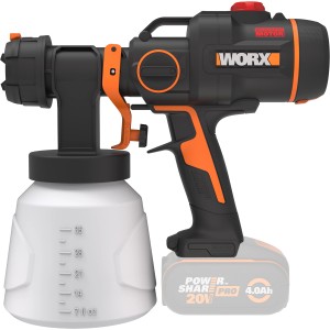 Worx WX020.9 20V spruzzatore di vernice a batteria senza batteria. Ideale per verniciatura precisa interni/esterni.