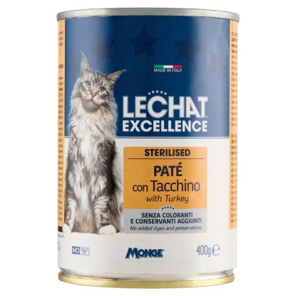 Cibo umido per gatti Lechat Excel Pate Tacchino 400 g