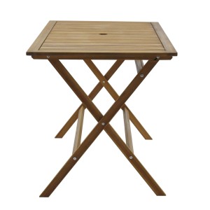 Tavolo da giardino quadrato pieghevole in legno, ideale per piccoli balconi.