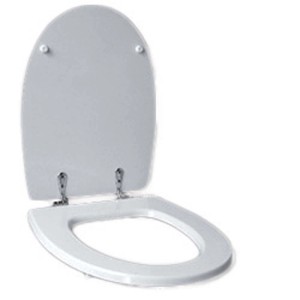 Copriwater tondo con coperchio in legno rivestito resina bianco lucido