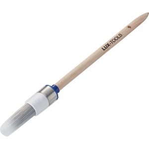 Pennello rotondo LUX per verniciatura, misura 2, Ø 20 mm, con manico in legno chiaro e setole bianche.