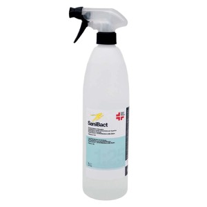 Flacone spray con disinfettante Sanibact per superfici.