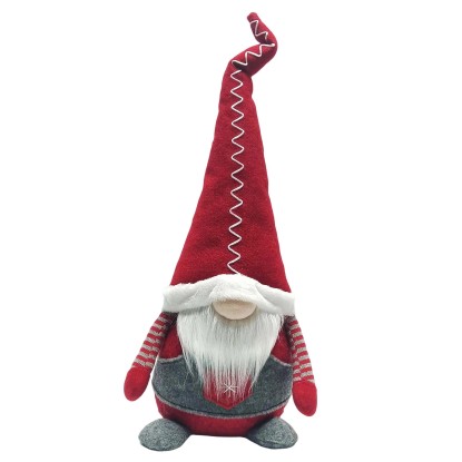 Gnomo di Natale seduto in tessuto 24x14x72 cm rosso