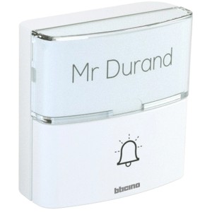 Campanello Campanelli t.b.t. bianco con targhetta e simbolo campanello.