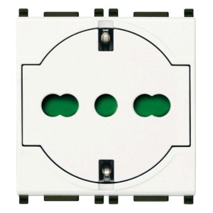 Presa 2 poli + T P40 universale a filo bianco