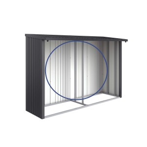 Pannello posteriore Biohort per legnaia Woodstock 300, grigio scuro metallizzato.