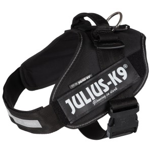Pettorina per cani Julius K-9 IDC nera taglia 2 (L-XL) con elementi riflettenti.