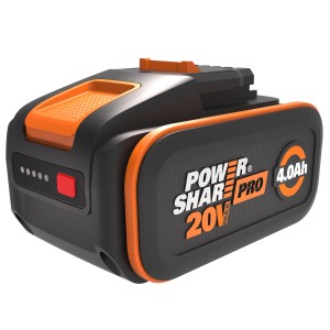 Batteria Worx WA3644 Power Share 4 Ah per elettroutensili, con indicatore livello batteria.