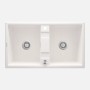 Lavello 2 vasche Idrostile Güines sifone tappetino 500x220 mm alabastro