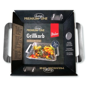 Cestello per griglia piccolo Steuber, acciaio inox, 5,9x26,5x22,5cm. Ideale per grigliare verdure e carne.