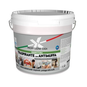 Secchio di pittura bianca traspirante per interni con formula antimuffa.