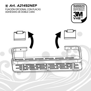 Mensola da bagno t.b.t. per montaggio a parete con fissaggio adesivo opzionale.