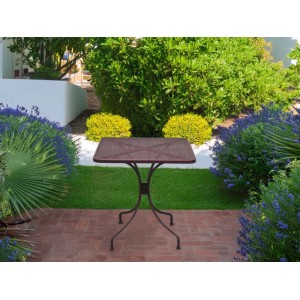 Tavolo da giardino quadrato in ferro con decoro traforato 70x70 cm H 72 cm