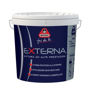 Secchio di pittura per esterni Boero Externa. Pittura per esterni ad alte prestazioni.