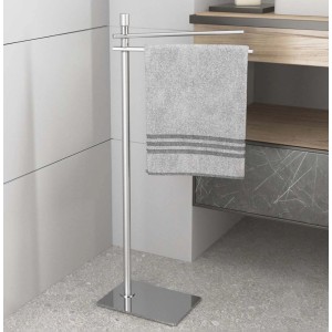 Portasciugamani freestanding cromato con asciugamano.
