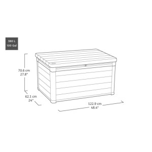 Baule da esterno Deco 100G 123x62x71 cm 380 l noce