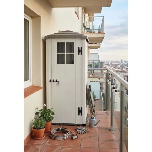 Casetta da giardino in PVC Pagoda Evo 80 sp 20 mm bianco/tortora 90x90x195 cm