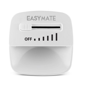 Dispositivo di sicurezza per bambini EASYMATE, bianco, con cursore per regolare la sensibilità.