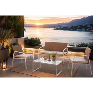 Salotto da giardino Garden Friend Madeira polyrattan miele 4 posti